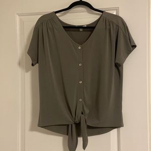 Olive Short-Sleeved Blouse